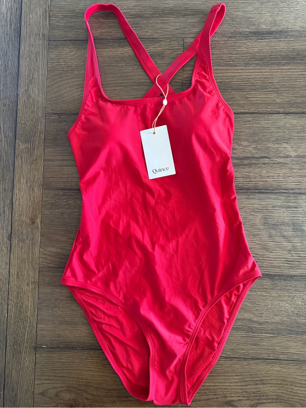 Quince Red One Piece Swimsuit Small NWT Open Back Sustainable Swim